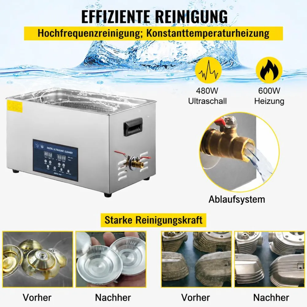 VEVOR 22 L Doppelfrequenz-Ultraschallreiniger mit Heizung für Schmuckteile Schmuck, Ring, Brille, Platine Gebiss Register Platine, 28/40 KHz Ultraschall Reinigungsgerät