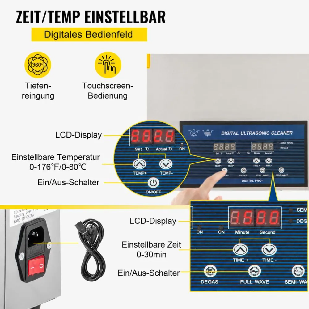 VEVOR 22 L Doppelfrequenz-Ultraschallreiniger mit Heizung für Schmuckteile Schmuck, Ring, Brille, Platine Gebiss Register Platine, 28/40 KHz Ultraschall Reinigungsgerät