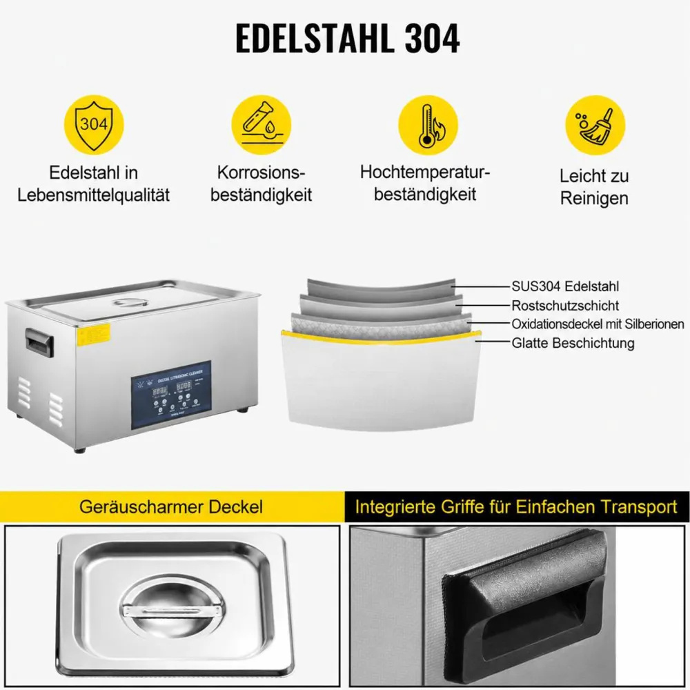 VEVOR 22 L Doppelfrequenz-Ultraschallreiniger mit Heizung für Schmuckteile Schmuck, Ring, Brille, Platine Gebiss Register Platine, 28/40 KHz Ultraschall Reinigungsgerät