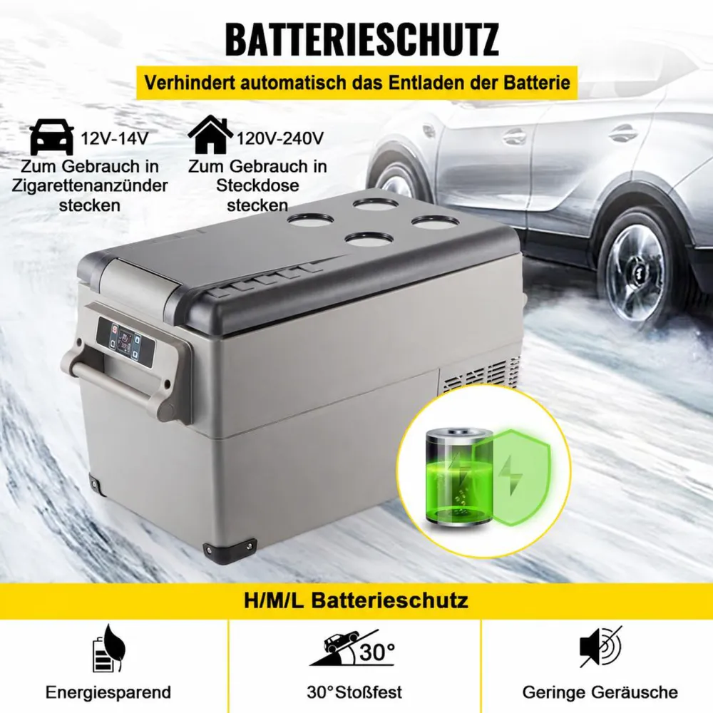 VEVOR 35 L Kompressor Kühlbox Edelstahl, Autokühlschrank 12/24 V DC & 220 V AC, Mini Kühlschrank Tragbar −20 °C bis 20 °C, Isolierbox Ideal für Auto Lkw Wohnmobil, Camping Urlaub