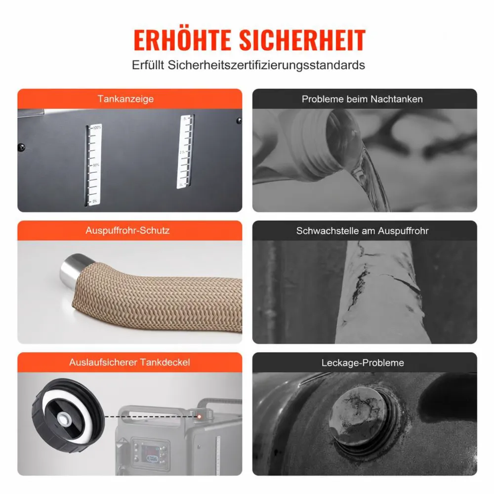 VEVOR 8 kW Dieselheizung 12 V / 24 V All in One Diesel-Luftheizung mit Bluetooth App-Steuerung & Fernbedienung & Anzeigebildschirm & CO-Alarm, schnell aufheizende vertikale tragbare Dieselheizung