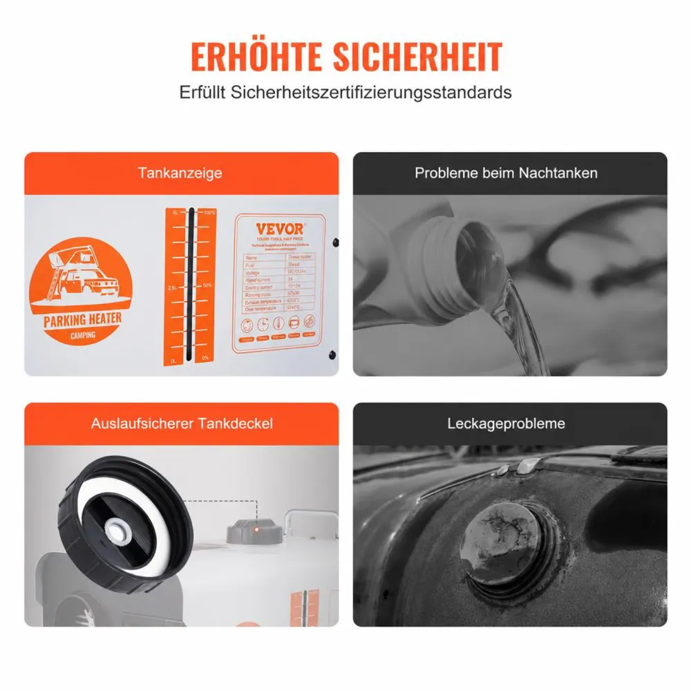 VEVOR 8 kW Dieselheizung 12 V / 24 V All in One Diesel-Luftheizung mit Bluetooth-App-Steuerung & Fernbedienung & Anzeigebildschirm & CO-Alarm, schnell aufheizende tragbare Dieselheizung für Fahrzeuge