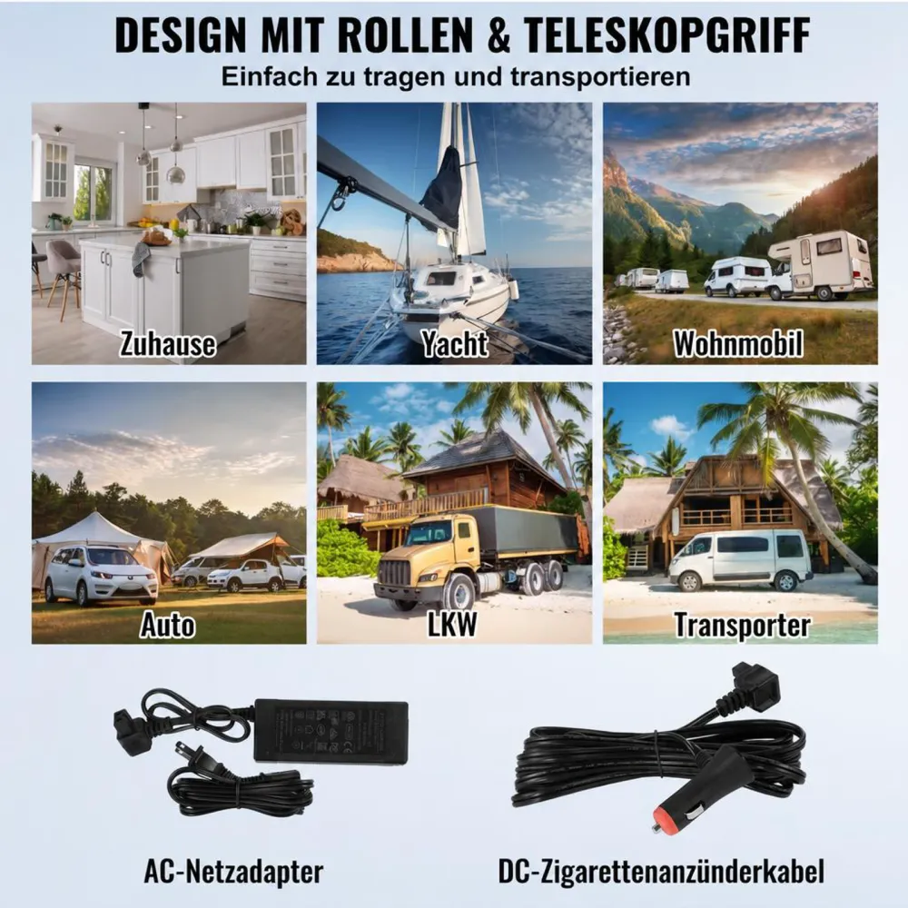 VEVOR 12 V Autokühlschrank, tragbarer 115 L Gefrierschrank mit 2 Zonen und Rädern & Griff, -20 °C bis 20 °C, 12/24 V DC / 100–240 V AC-Kompressorkühler für den Außenbereich, Camping, Reisen