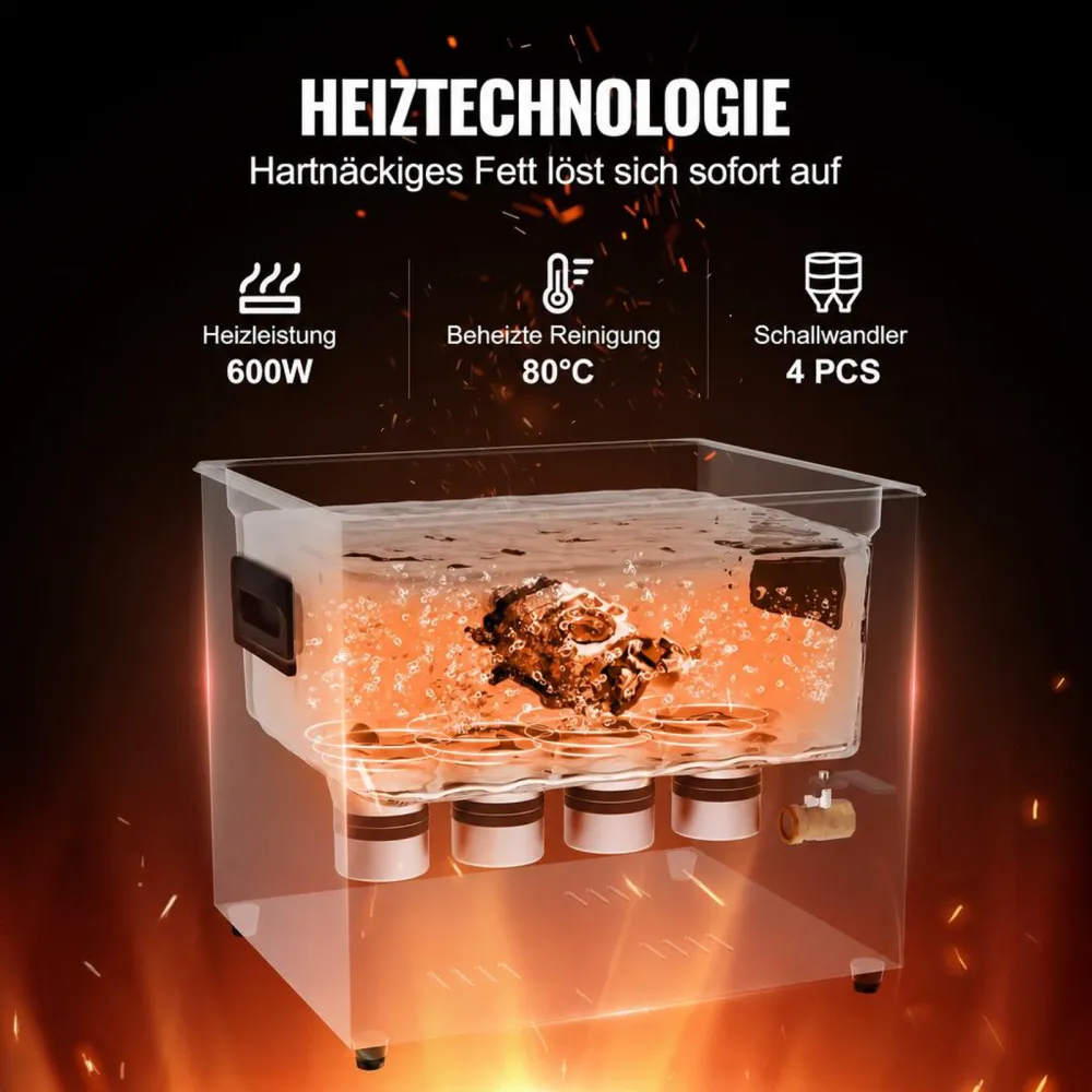 VEVOR 10 L Ultraschallreiniger 240 W digitales Ultraschallreinigungsgerät mit Schonmodus & verbesserter Entgasung, 40 kHz industrieller Schmuckreiniger mit Heizung & Timer, für Brillen Uhren Schwarz