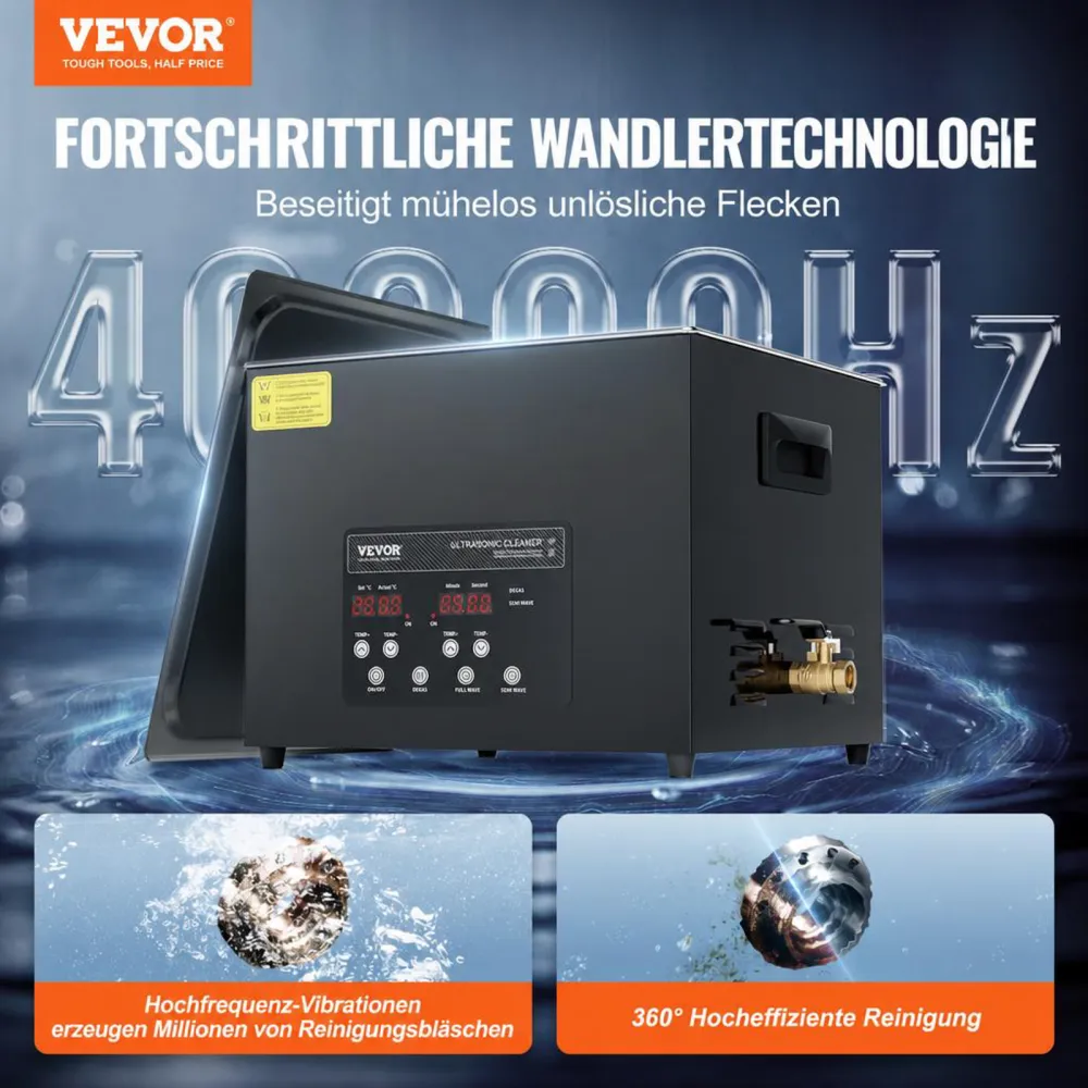 VEVOR 1 5L Ultraschallreiniger, 360 W digitales Ultraschallreinigungsgerät mit Schonmodus, 40 kHz industrieller Ultraschallreiniger mit Heizung und Timer für Halter, Schmuck, Werkzeuge