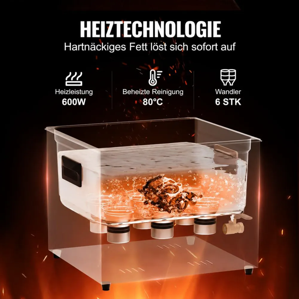 VEVOR 1 5L Ultraschallreiniger, 360 W digitales Ultraschallreinigungsgerät mit Schonmodus, 40 kHz industrieller Ultraschallreiniger mit Heizung und Timer für Halter, Schmuck, Werkzeuge