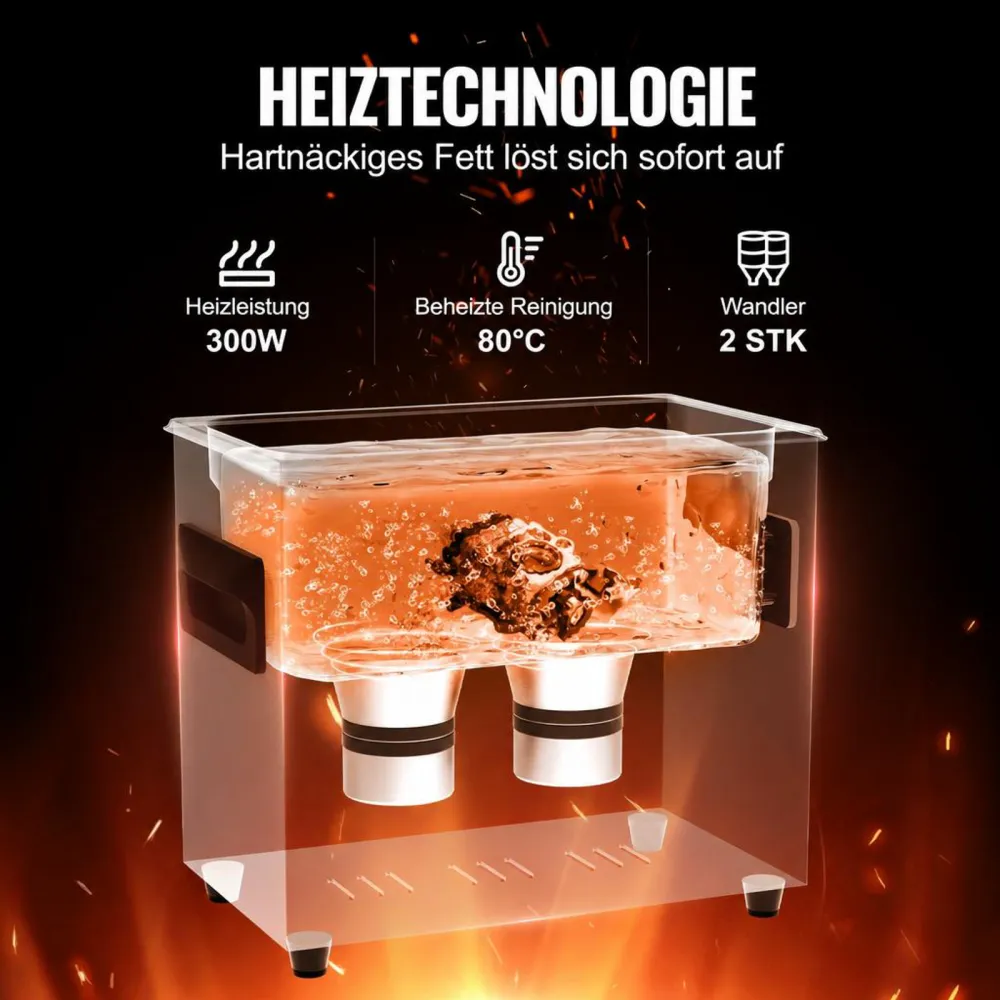 VEVOR 3 L Ultraschallreiniger 120 W digitales Ultraschallreinigungsgerät mit Schonmodus & verbesserter Entgasung, 40 kHz industrieller Schmuckreiniger mit Heizung & Timer, für Brillen Uhren Schwarz