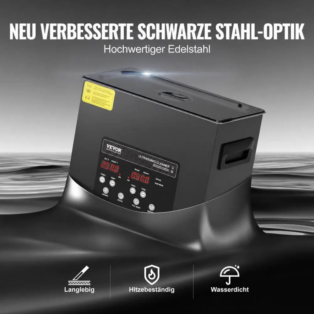 VEVOR 6 L Ultraschallreiniger 180 W digitales Ultraschallreinigungsgerät mit Schonmodus & verbesserter Entgasung, 40 kHz industrieller Schmuckreiniger mit Heizung & Timer, für Brillen Uhren