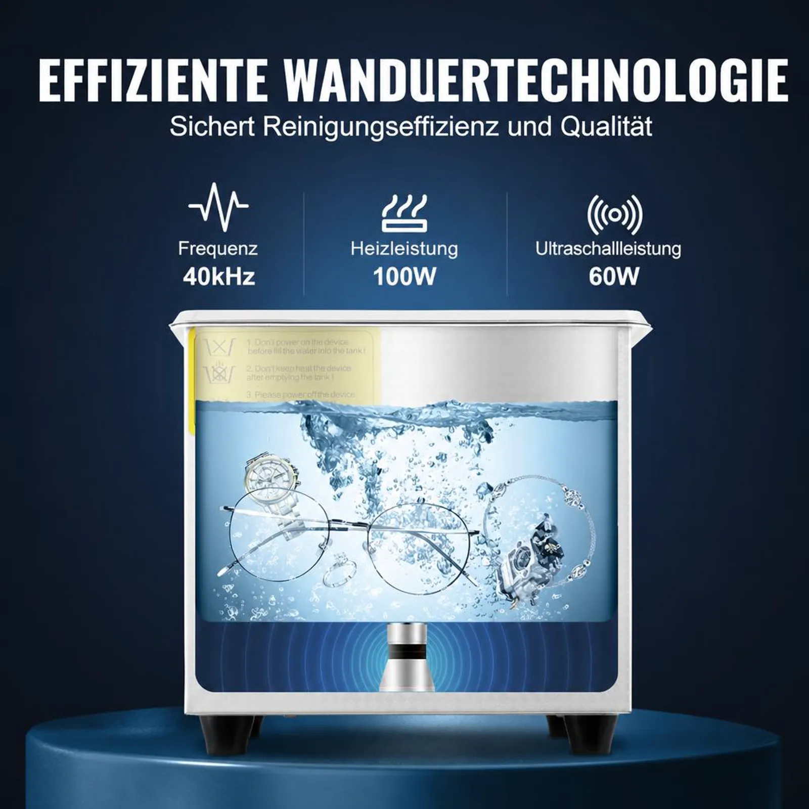 VEVOR Professioneller Ultraschallreiniger, 1,3 L Ultraschall-Schmuckreiniger mit digitalem Timer und Heizung, Edelstahl-Industrie-Schallreiniger 40 kHz für Brillen, Uhren, Ringe, Kleinteile