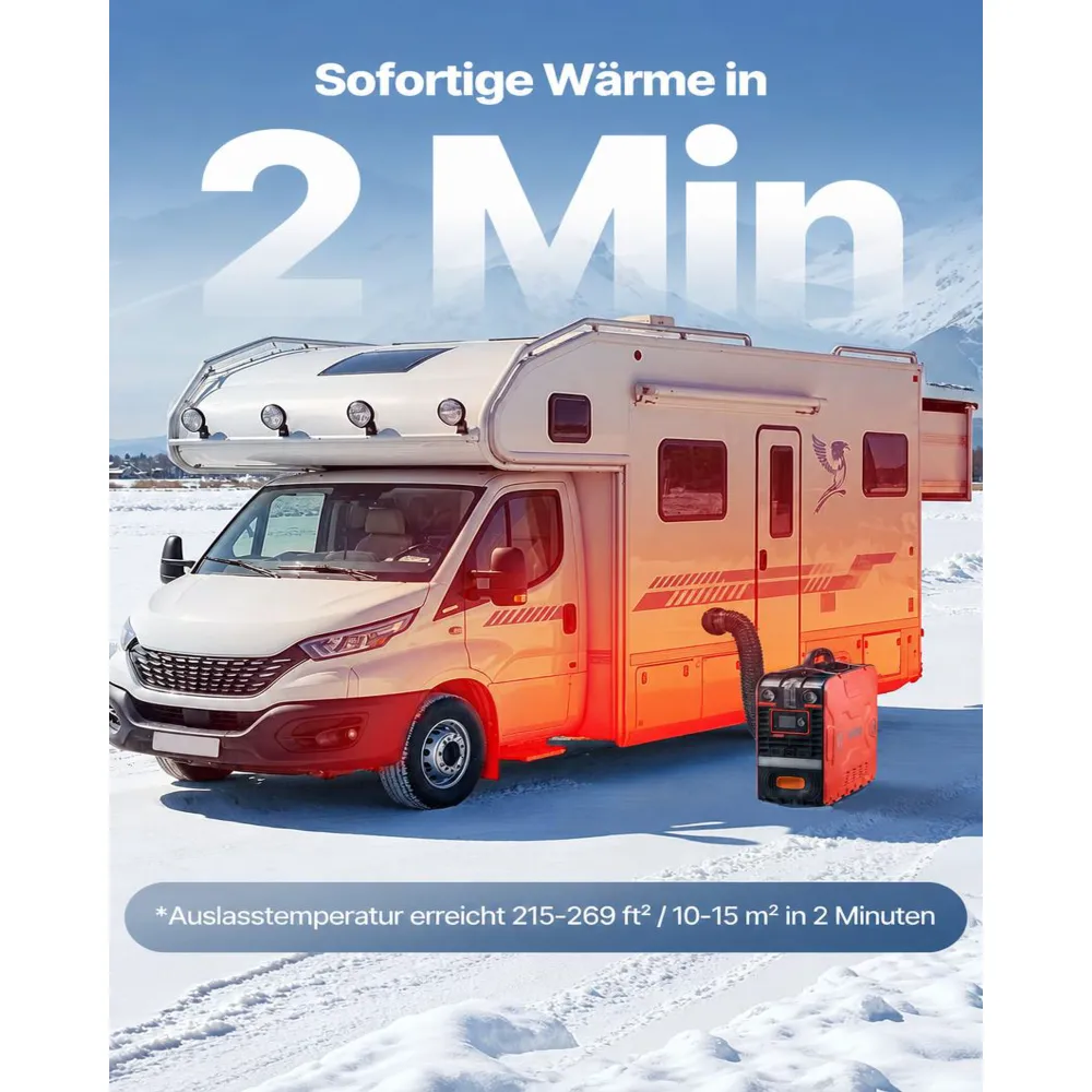 VEVOR Dieselheizung 5-8KW DC 12 V tragbarer All in One Diesel-Lufterhitzer mit Bluetooth-App-Steuerung, Fernbedienung & LCD-Bildschirm, 4,5 L Kraftstofftank für Fahrzeuge Transporter Wohnmobile