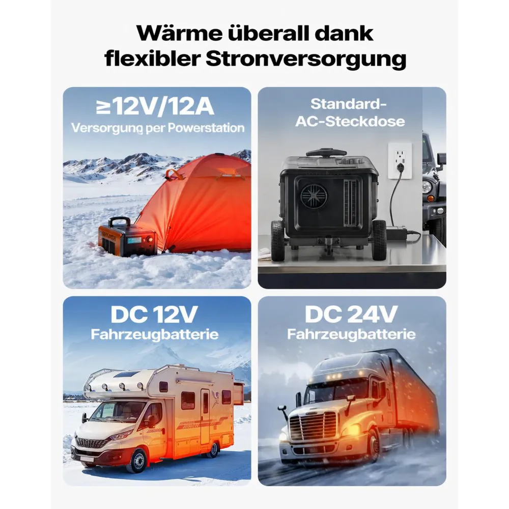 VEVOR Dieselheizung 5-8KW DC 12 V/24 V, tragbarer All in One Diesel-Lufterhitzer mit Bluetooth-App-Steuerung & Fernbedienung & LCD-Bildschirm, Trolley-Design, 5 L Kraftstofftank für Lkw