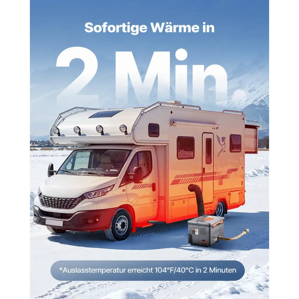 VEVOR Dieselheizung 5-8KW DC 12 V/24 V, tragbarer All in One Diesel-Lufterhitzer mit Bluetooth-Steuerung & Fernbedienung & LCD-Bildschirm, 5 L Kraftstofftank für Lkw Wohnmobile