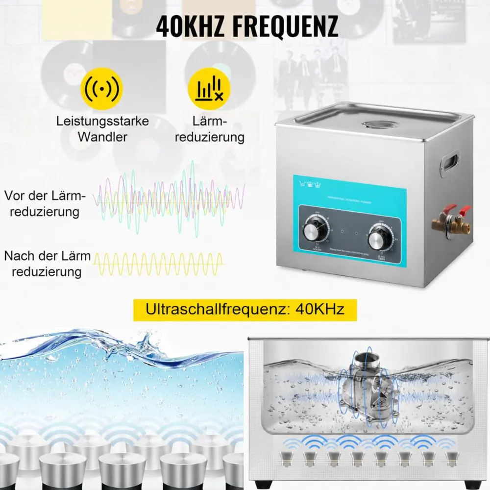 VEVOR Knob Control Ultrasonic Ultraschallreiniger 10L, Ultraschall Reinigungsgerät, Schmuckreiniger Ultraschall digitaler Ultraschallreiniger Ultraschallreinigungsgerät Brille Schmuck Reinigung