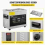 VEVOR 3 L Verbesserter Ultraschallreiniger (200 W Heizung, 120 W Ultraschall) Professioneller digitaler Labor-Ultraschall-Teilereiniger mit Heizungstimer für die Reinigung von Schmuckgläsern