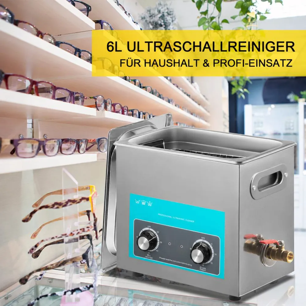 VEVOR Knob Control Ultrasonic Ultraschallreiniger 6,5 L, Ultraschall Reinigungsgerät 220 V, Ultraschallreiniger mit Heizung, Schmuckreiniger Ultraschall 40 kHz, Digitaler Ultraschallreiniger 300 W