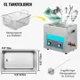VEVOR Knob Control Ultrasonic Ultraschallreiniger 6,5 L, Ultraschall Reinigungsgerät 220 V, Ultraschallreiniger mit Heizung, Schmuckreiniger Ultraschall 40 kHz, Digitaler Ultraschallreiniger 300 W