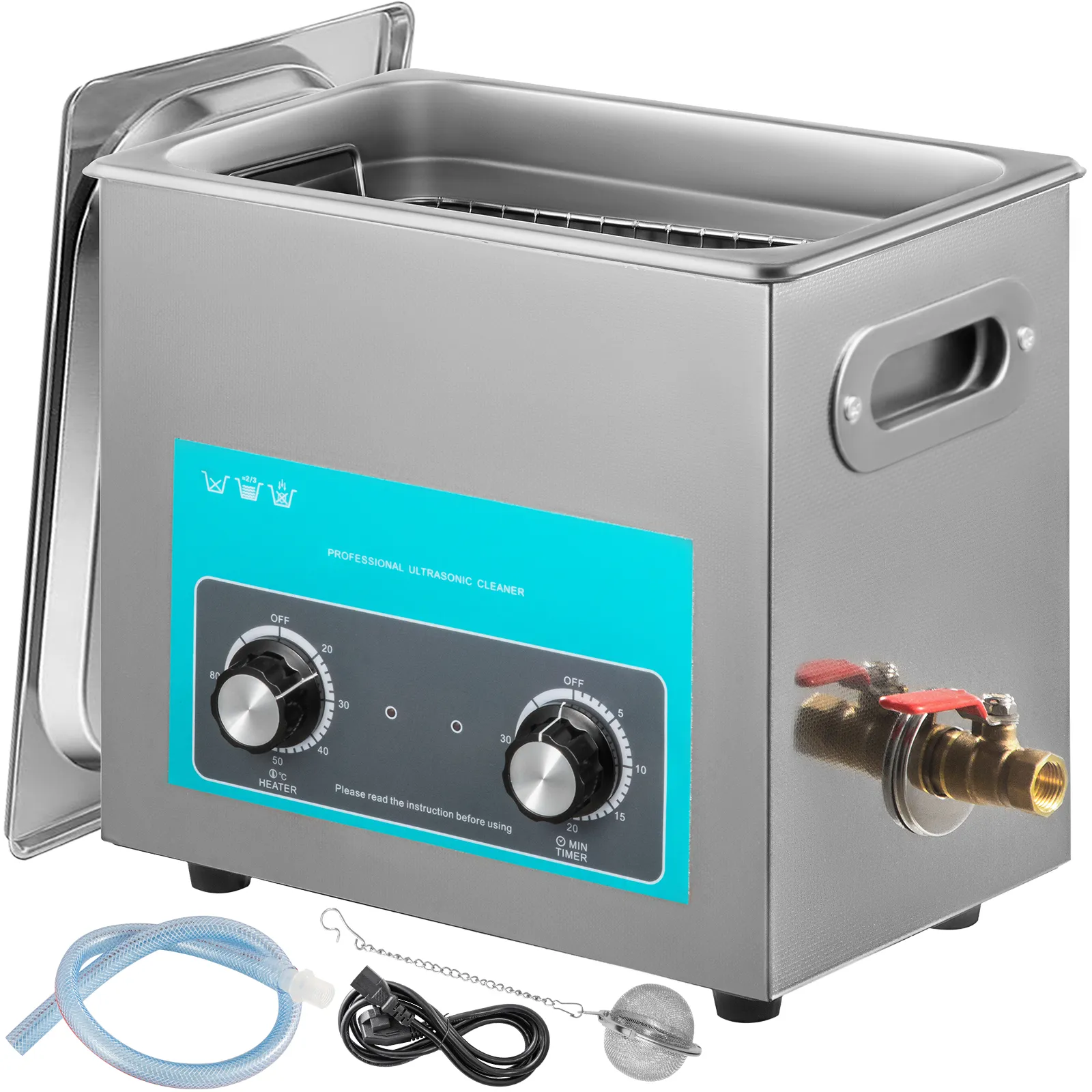 VEVOR Knob Control Ultrasonic Ultraschallreiniger 6,5 L, Ultraschall Reinigungsgerät 220 V, Ultraschallreiniger mit Heizung, Schmuckreiniger Ultraschall 40 kHz, Digitaler Ultraschallreiniger 300 W