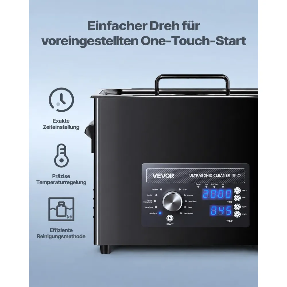 VEVOR Ultraschallreiniger professionelles Ultraschallreinigungsgerät mit Drehknopfsteuerung 6 L, Reinigungsgerät mit Korb & Reinigungskugel, Ultraschallgerät für Uhren Rasierer Schmuck Münzen