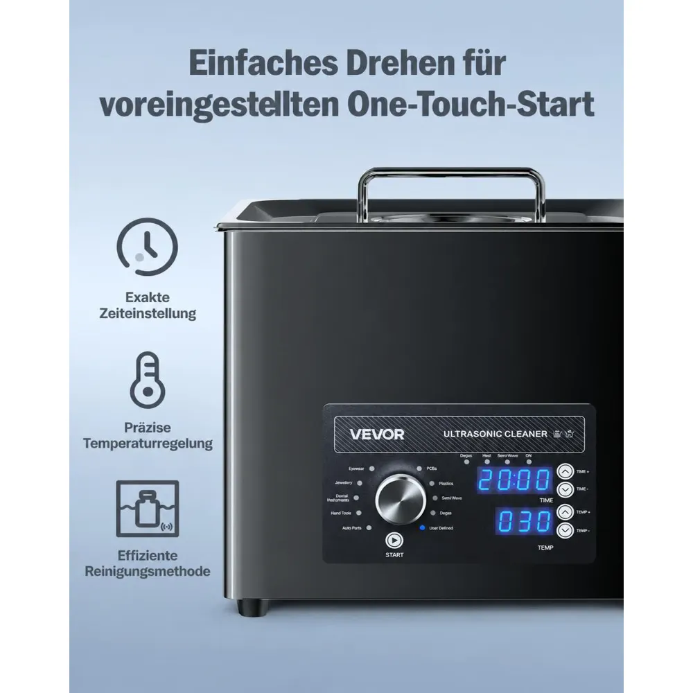 VEVOR Ultraschallreiniger professionelles Ultraschallreinigungsgerät mit Drehknopfsteuerung 10 L, Reinigungsgerät mit Korb & Reinigungskugel, Ultraschallgerät für Uhren Rasierer Schmuck Münzen
