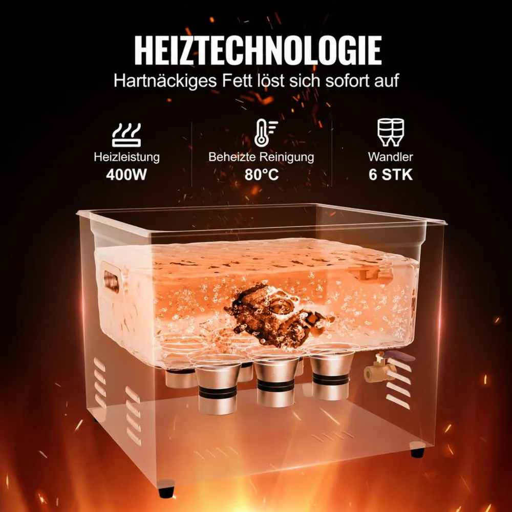 VEVOR Ultraschallreiniger 15 L professionelle 360 W Reinigungsmaschine mit Timer & Heizung, digitaler 40 kHz Ultraschallreiniger mit Korb für Uhrgläser Schmuckhalter Industrieteile Werkzeuge Silber