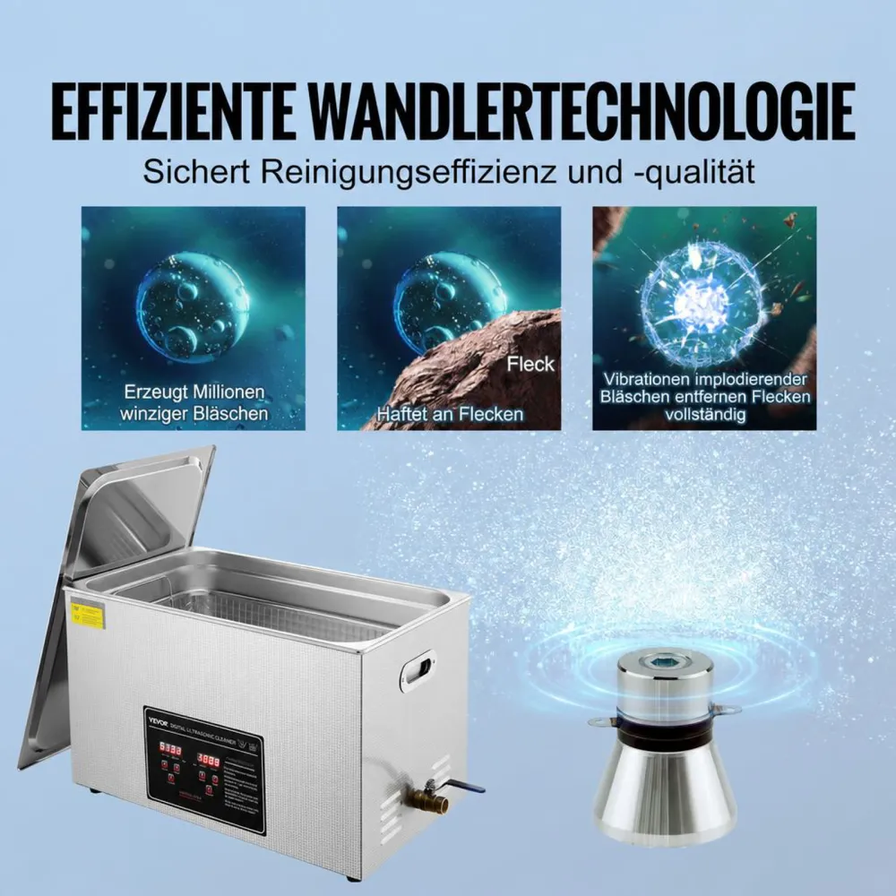 VEVOR Ultraschallreiniger Ultraschall Edelstahl-Reinigungsgerät 600 W, 30 L Ultraschallreinigungsgerät mit digitaler Anzeige 0-30 Min, Reinigung Ultraschall für Schmuck, Brillen, Uhren usw.