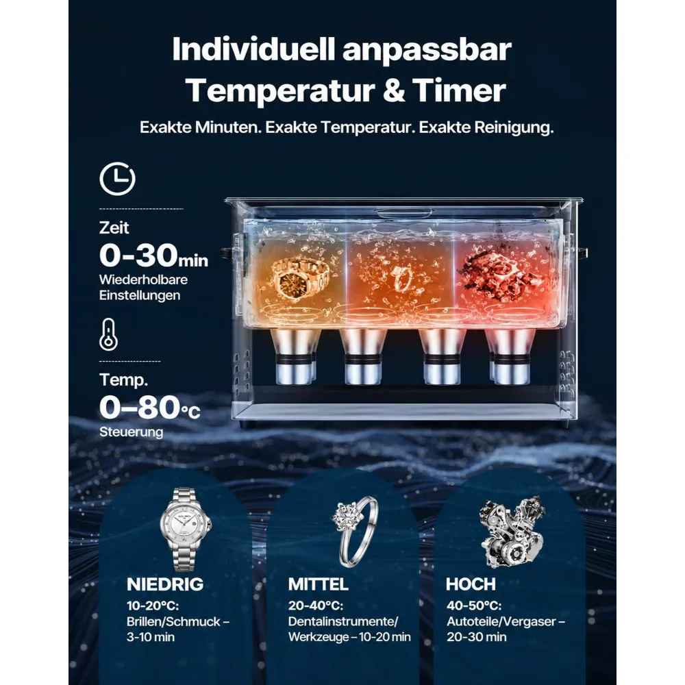 VEVOR 30 L Ultraschallreiniger, professionelle Ultraschallreinigungsmaschine mit Reinigungskorb & Digitalanzeige, 480 W Edelstahl 40 kHz Industrielle Reinigungsmaschine für Teile Vergaser Instrumente