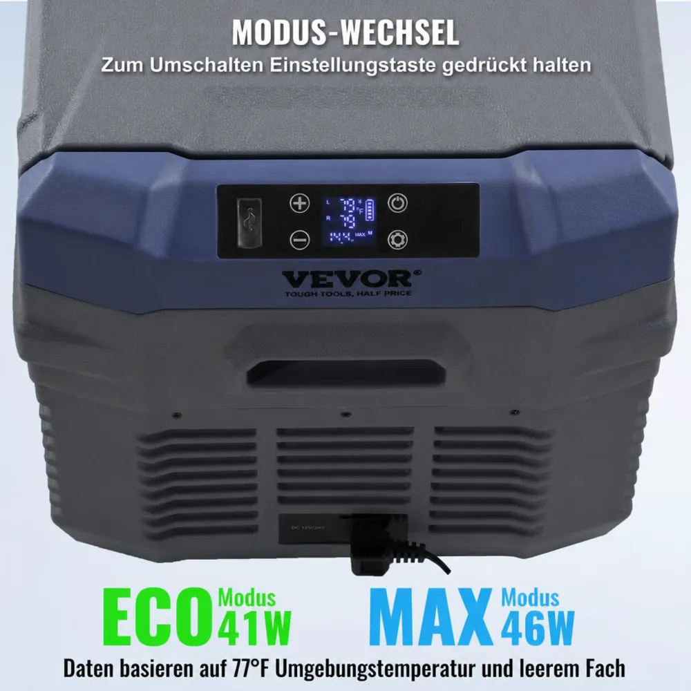 VEVOR Autokühlschrank, 12-Volt-Autokühlschrank, tragbarer 25-Liter-Gefrierschrank mit zwei Zonen, einstellbarer Bereich von -4℉ bis 68℉, 12/24 V DC und 100-240 V AC-Kompressorkühler für Outdoor, Camping, Wohnmobil