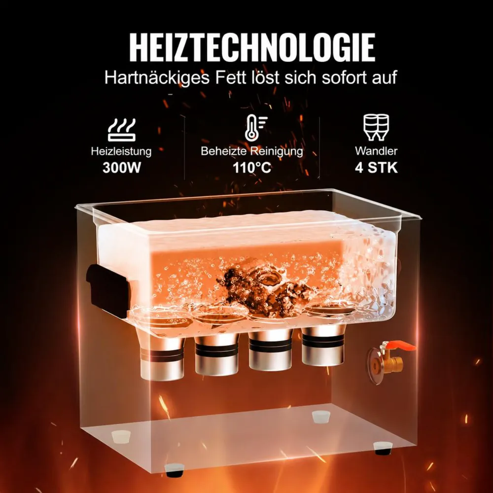 VEVOR 10 L Ultraschallreiniger mit Heiztimer & Korb, professionelle digitale Schallkavitationsmaschine, 240 W Reinigungsmaschine für Laborwerkzeuge Metallteile Vergaser Messing Autoteile Motorteile