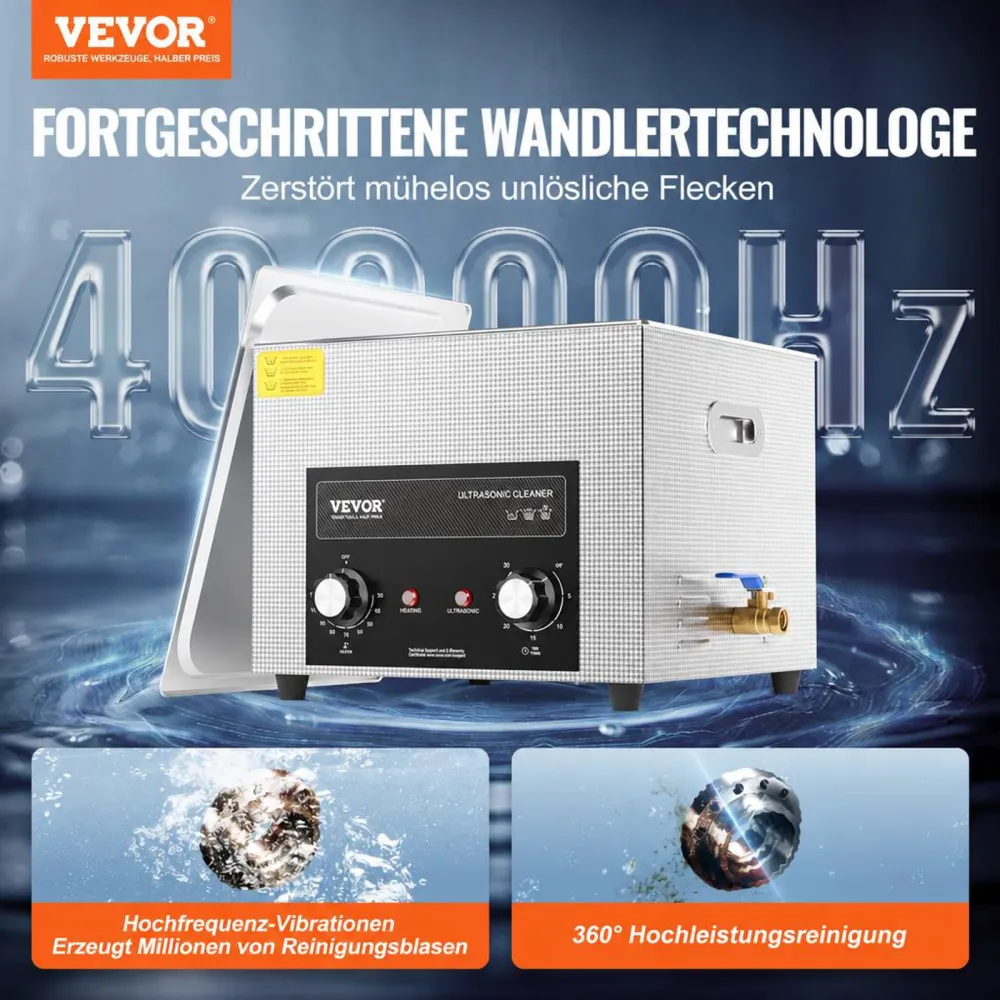 VEVOR 15 L Ultraschallreiniger mit Heiztimer & Korb professionelle digitale Schallkavitationsmaschine, 360 W Reinigungsmaschine für Laborwerkzeuge Metallteile Vergaser Messing Autoteile Motorteile