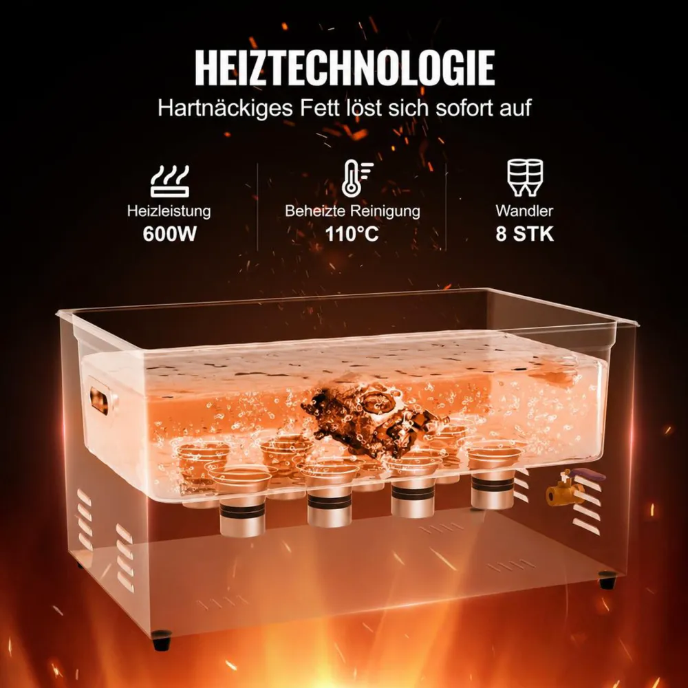 VEVOR 22 L Ultraschallreiniger mit Heiztimer & Korb professionelle digitale Schallkavitationsmaschine, 480 W Reinigungsmaschine für Laborwerkzeuge Metallteile Vergaser Messing Autoteile Motorteile