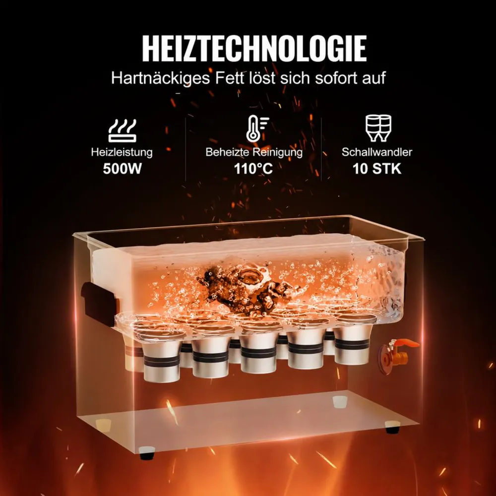 VEVOR 30L Ultraschallreiniger mit Heiztimer und Korb, professionelle digitale Schallkavitationsmaschine, 360 W Reinigungsmaschine für Laborwerkzeuge, Metallteile, Vergaser, Messing, Autoteile