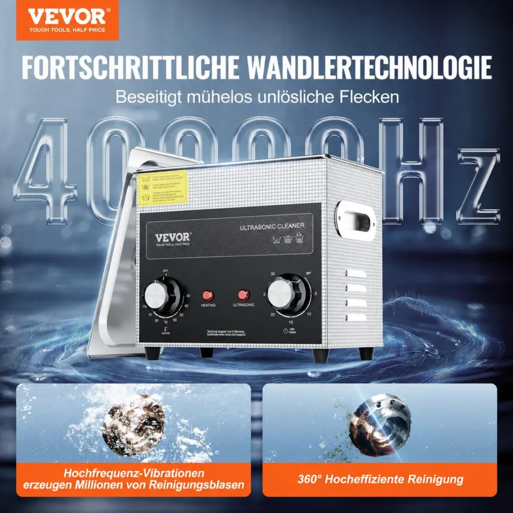 VEVOR 3L Ultraschallreiniger mit Heiztimer und Korb professionelle digitale Schallkavitationsmaschine, 120 W Reinigungsmaschine für Uhreninstrumente Brillen Münzen Metallteile Werkzeuge Silber