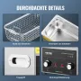 VEVOR 3L Ultraschallreiniger mit Heiztimer und Korb professionelle digitale Schallkavitationsmaschine, 120 W Reinigungsmaschine für Uhreninstrumente Brillen Münzen Metallteile Werkzeuge Silber