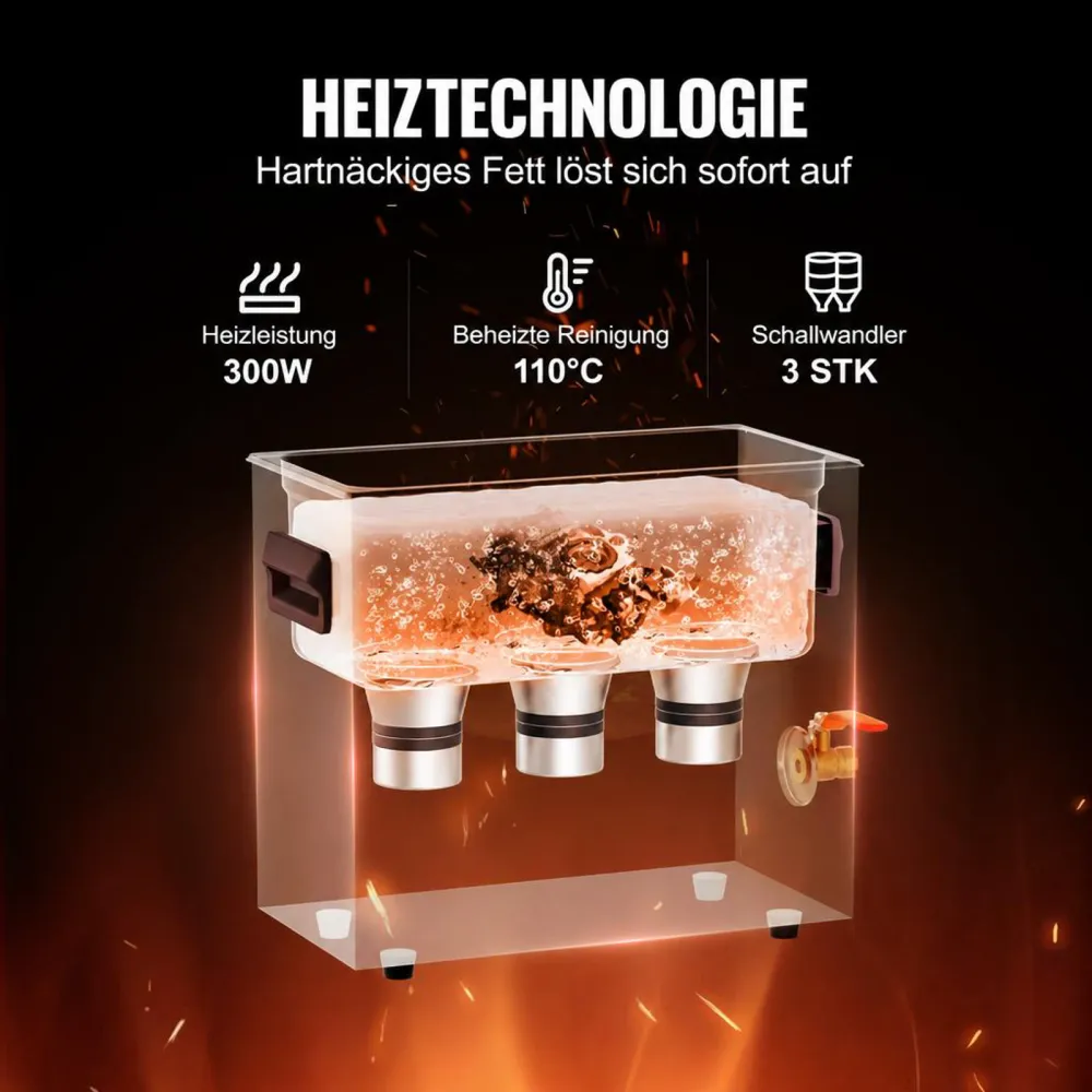 VEVOR Ultraschallreiniger mit Heiztimer & Korb 6 L professionelle digitale Schallkavitationsmaschine, 180 W Reinigungsmaschine für Uhreninstrumente Brillen Münzen Metallteile Werkzeuge