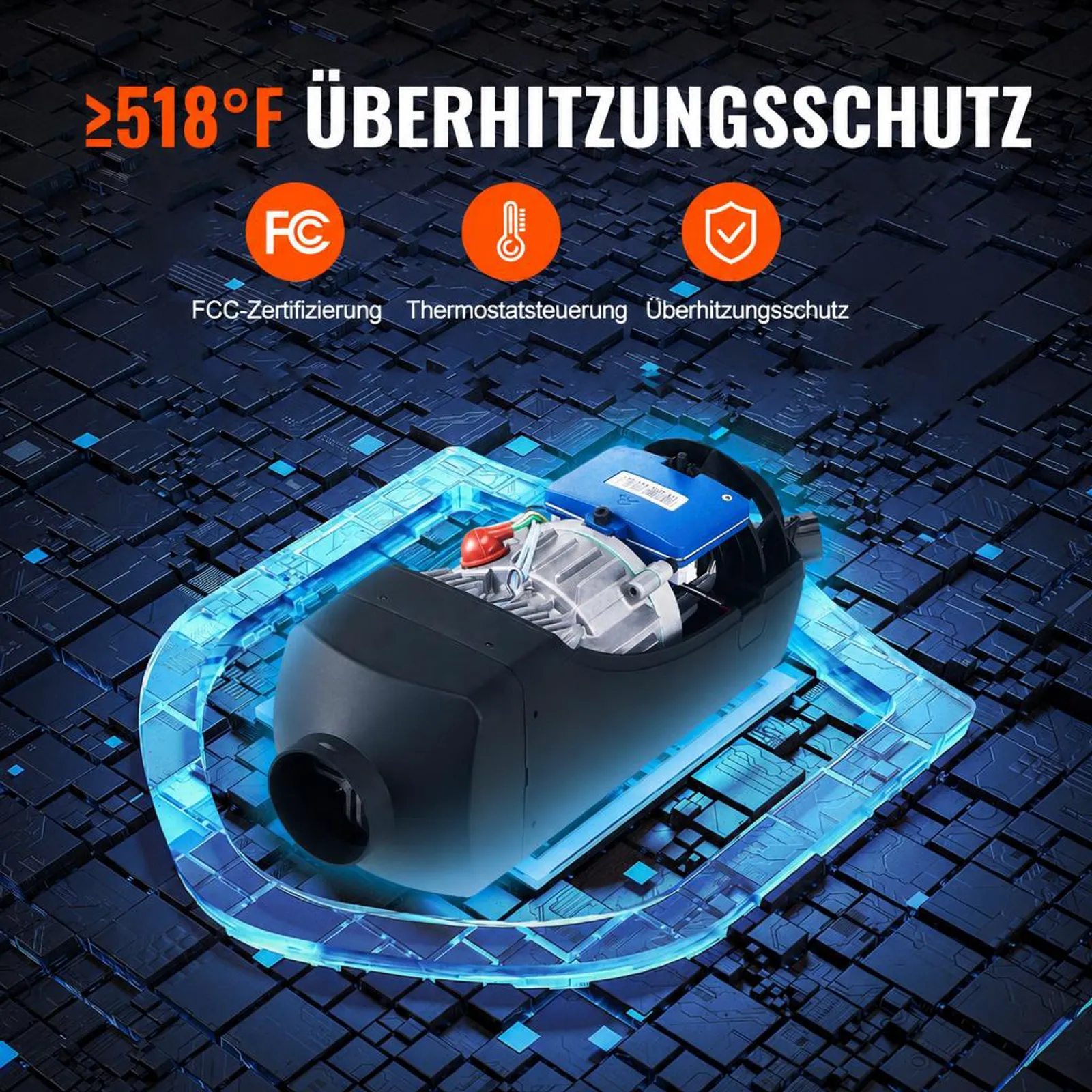 VEVOR Luft Dieselheizung Standheizung 12 V 8 kW, Luftheizung Air Diesel Diesel Standheizung Lufterhitzer, 0,16–0,62 L/Std. Dieselheizung mit LCD-Display & Fernbedienung & Bluetooth-APP