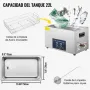 VEVOR Limpiador Ultrasónico de Doble Frecuencia de 22 L con Calentador para Piezas de Joyería Anillo Gafas Placa de Circuito de Registro de Dentadura, 28/40 KHz