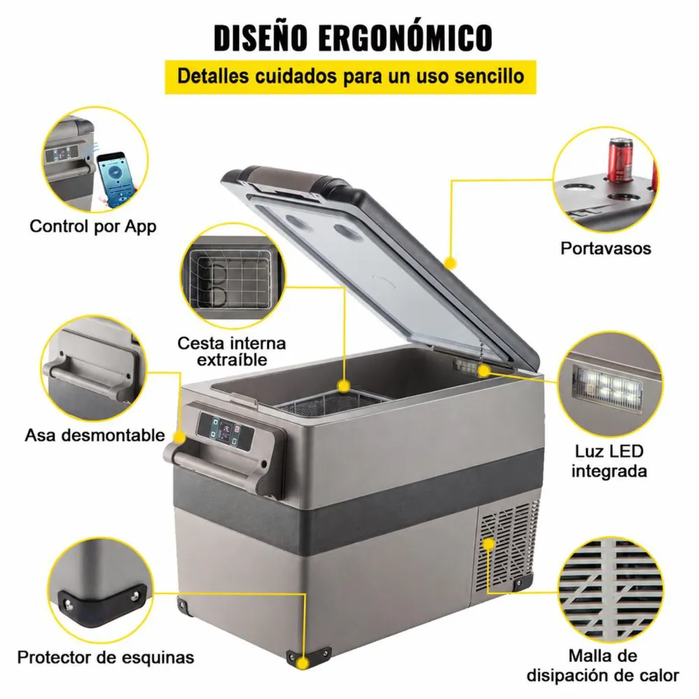 VEVOR Nevera Portátil Coche 45 L Nevera de Absorción Portátil, Neveras de Gas Butano Nevera Coche Nevera Termoeléctrica Portátil Nevera Portátil Eléctrica Nevera Camping Nevera Trivalente Nevera Vinos