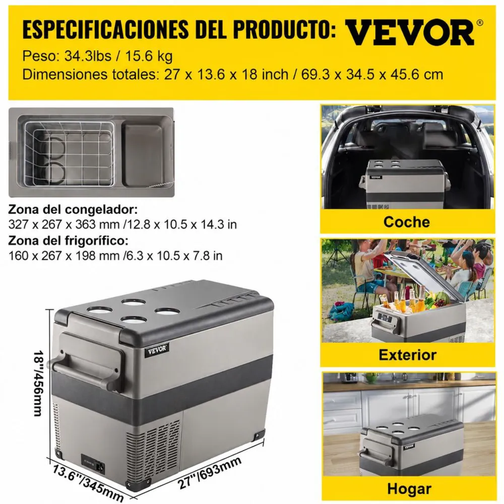 VEVOR Nevera Portátil Coche 45 L Nevera de Absorción Portátil, Neveras de Gas Butano Nevera Coche Nevera Termoeléctrica Portátil Nevera Portátil Eléctrica Nevera Camping Nevera Trivalente Nevera Vinos