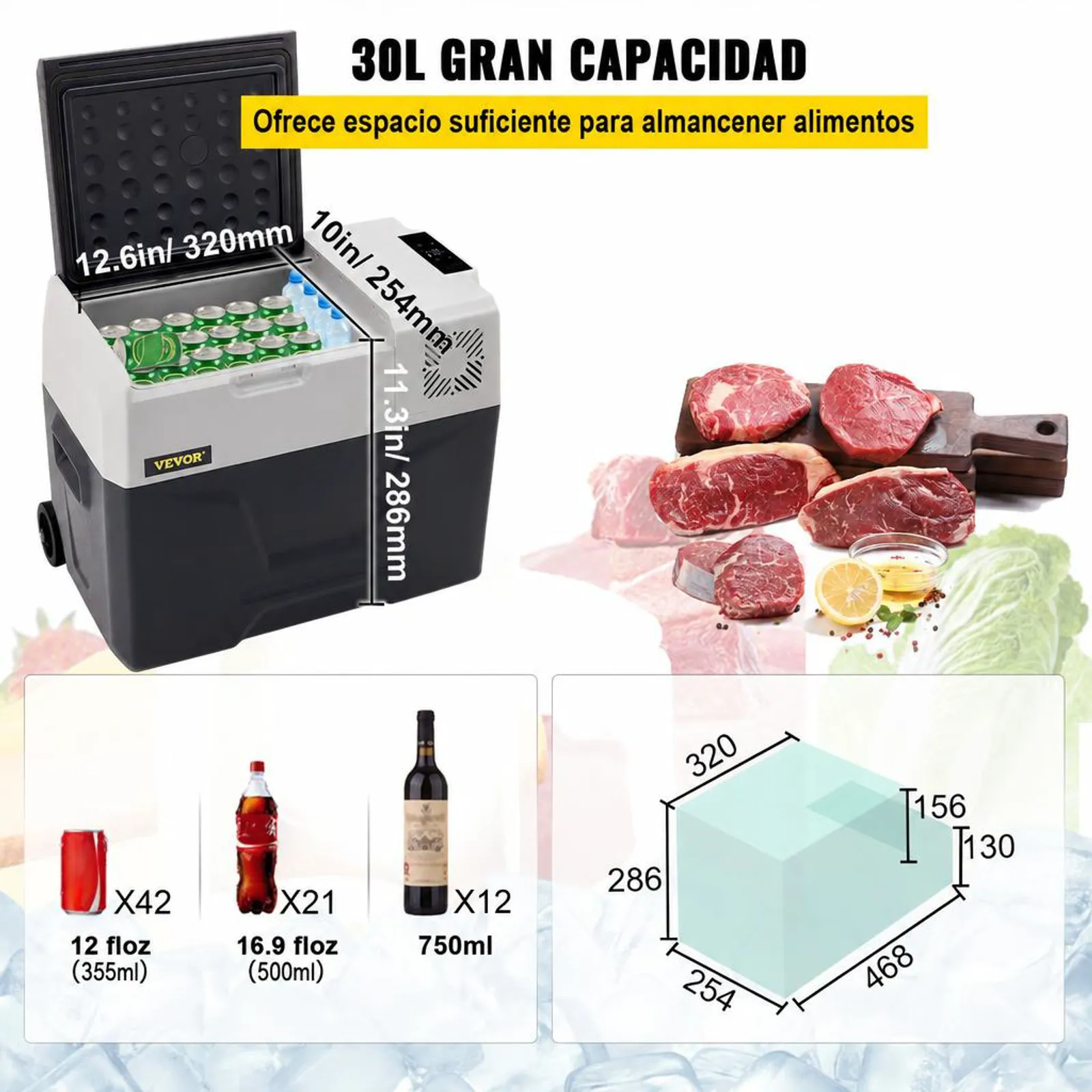VEVOR Nevera Termoeléctrica Portátil 30 L Nevera de Viaje para Coche Nevera Portátil Eléctrica de Viaje para Coche Mini Refrigerador para Coche Mini Nevera para Bebidas con LCD
