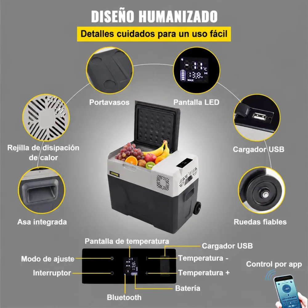 VEVOR Nevera Termoeléctrica Portátil 30 L Nevera de Viaje para Coche Nevera Portátil Eléctrica de Viaje para Coche Mini Refrigerador para Coche Mini Nevera para Bebidas con LCD