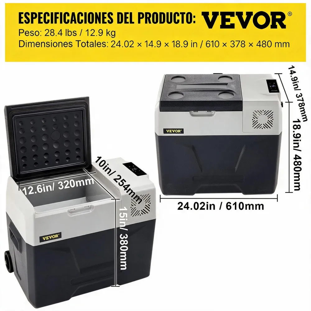 VEVOR Nevera Termoeléctrica Portátil 40 L Nevera de Viaje para Coche Nevera Portátil Eléctrica de Viaje para Coche Mini Refrigerador para Coche Mini Nevera para Bebidas con LCD