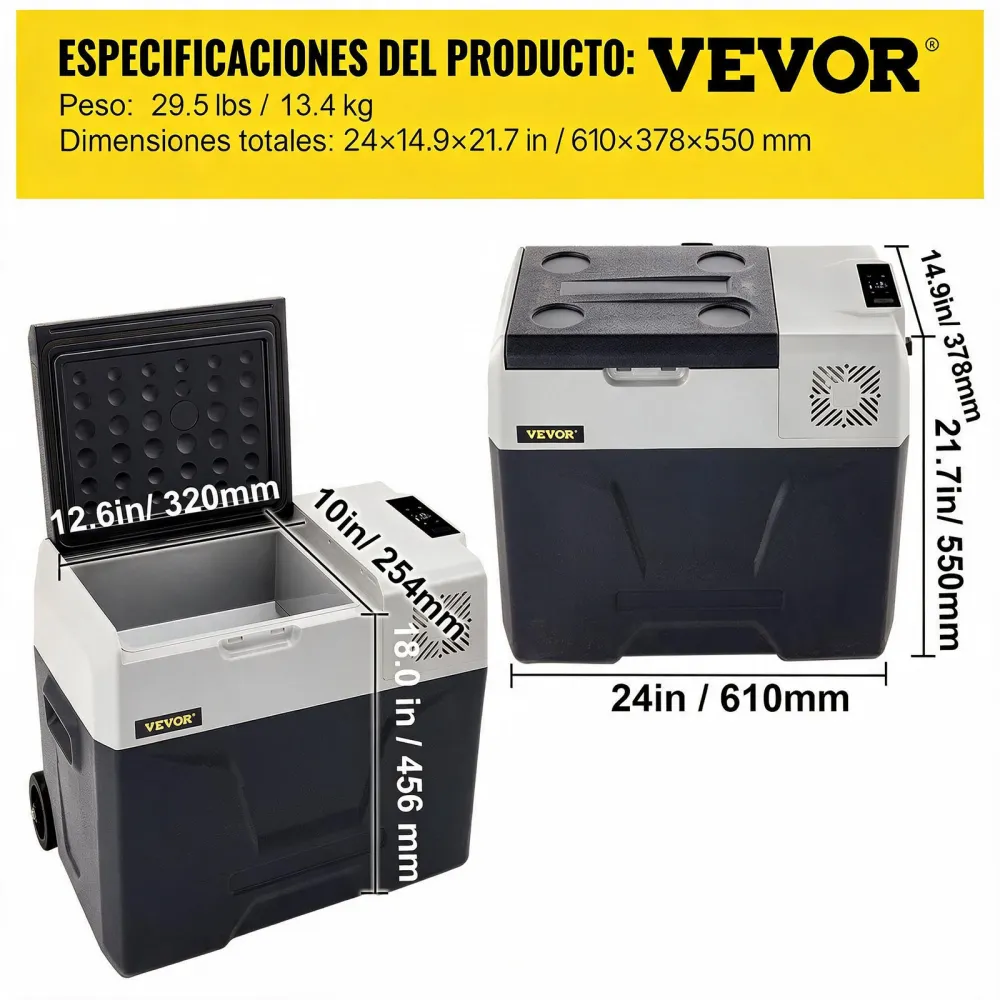 VEVOR Nevera Termoeléctrica Portátil 50 L Nevera de Viaje para Coche Nevera Portátil Eléctrica de Viaje para Coche Mini Refrigerador para Coche Mini Nevera para Bebidas con LCD
