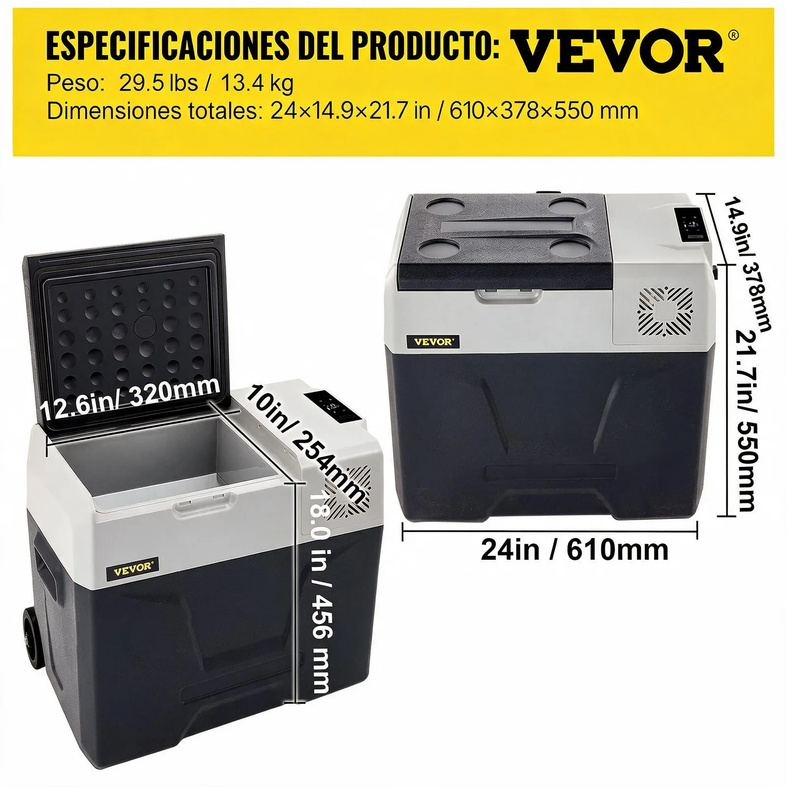 VEVOR Nevera Termoeléctrica Portátil 50 L Nevera de Viaje para Coche Nevera Portátil Eléctrica de Viaje para Coche Mini Refrigerador para Coche Mini Nevera para Bebidas con LCD