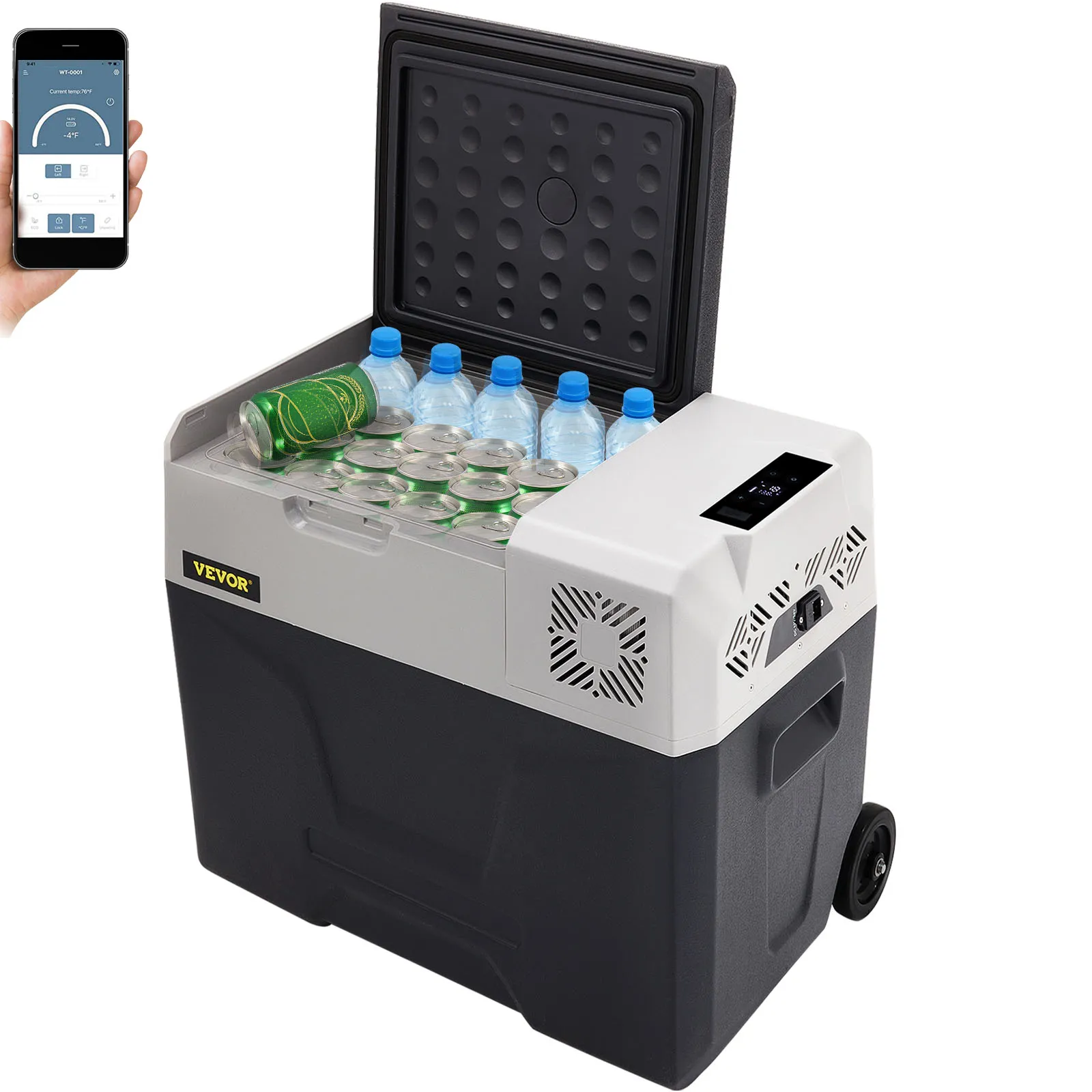 VEVOR Nevera Termoeléctrica Portátil 50 L Nevera de Viaje para Coche Nevera Portátil Eléctrica de Viaje para Coche Mini Refrigerador para Coche Mini Nevera para Bebidas con LCD