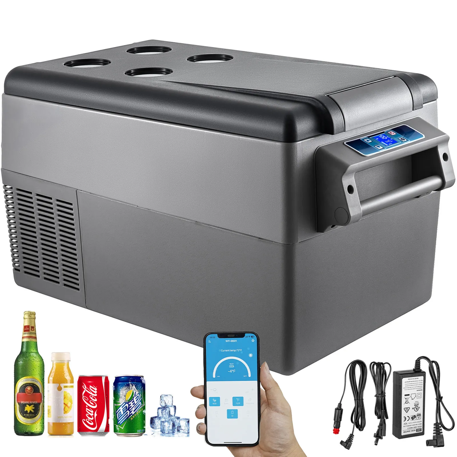 VEVOR Nevera Portátil 35 L Nevera de Viaje para Coche Nevera Portátil Eléctrica de Viaje para Coche Mini Refrigerador para Coche Mini Nevera para Bebidas con LCD