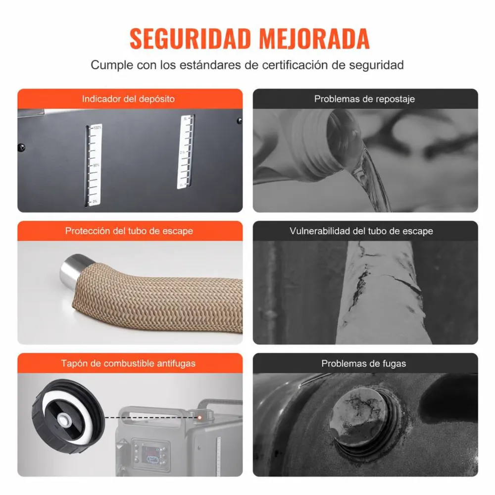VEVOR Calentador Diésel Vertical de 5-8KW Todo en Uno de 12 V/24 V, Control por Aplicación Bluetooth, Control Remoto y Pantalla Visualización, Alarma de CO, Calentamiento Rápido para Vehículos, Garaje