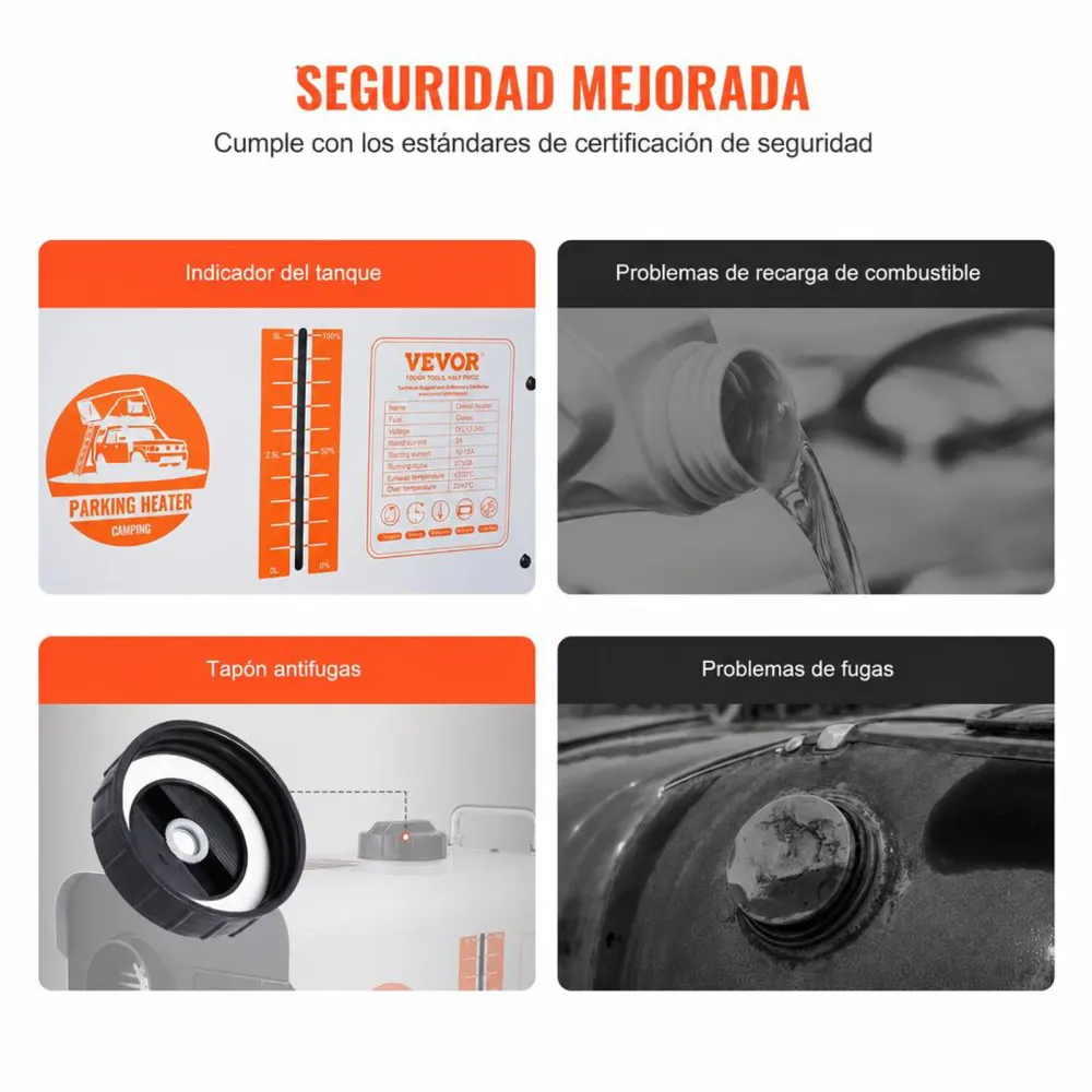 VEVOR Calentador Diésel Portátil 5-8KW Todo en Uno 12 V/24 V, con Control por Aplicación Bluetooth, Control Remoto y Pantalla de Visualización, Alarma de CO, Calentamiento Rápido Vehículos y Exteriores