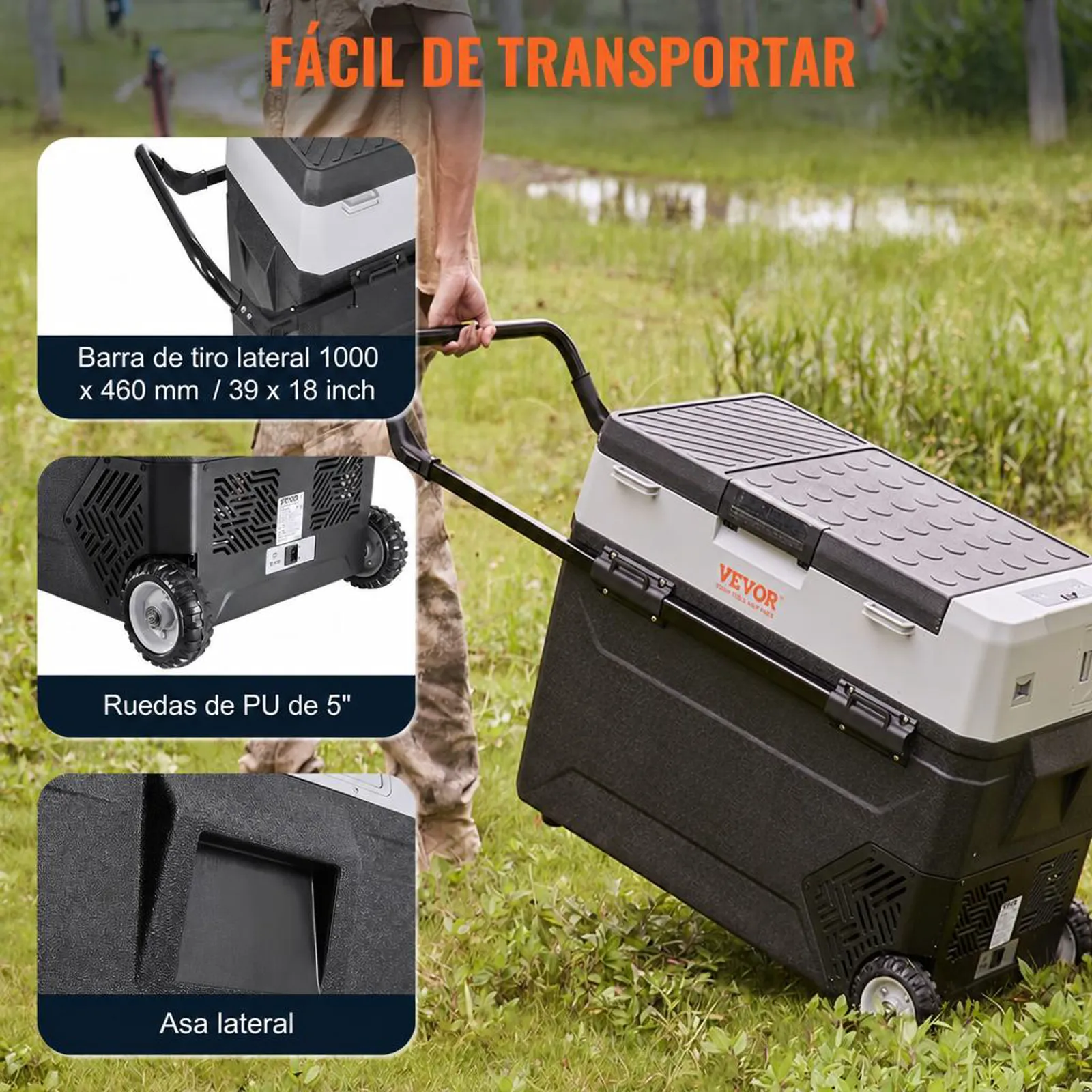 VEVOR Nevera Eléctrica Portátil de 38 L Nevera Portátil para Coche 12/24 V CC 100-240 V CA Nevera de Una Zona para Coche 0,708 kW.h -20 °C a 10 °C Congelador Ajustable para Camión Barco Camping