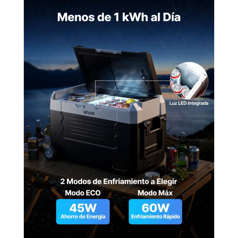VEVOR Nevera Portátil para Coche 35 L, Refrigerador para Coche Temperatura Ajustable de -20 °C a 20 °C, con Control por Aplicación, Ruedas y Doble Zona, para Autocaravanas, Barcos, Camping, Pesca