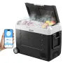 VEVOR Nevera Portátil para Coche 45 L, Refrigerador para Coche Temperatura Ajustable de -20 °C a 20 °C, con Control por Aplicación, Ruedas y Doble Zona, para Autocaravanas, Barcos, Camping, Pesca